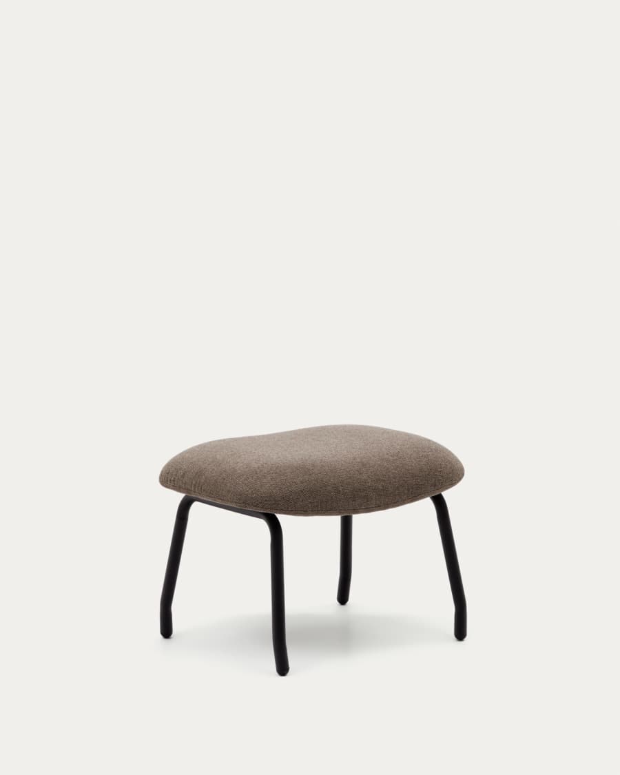 Repose-pied Belina en chenille marron clair et acier avec finition noire FSC 100%