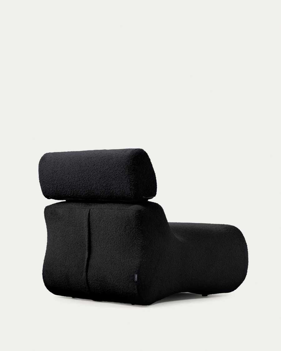 Club armchair in black bouclé
