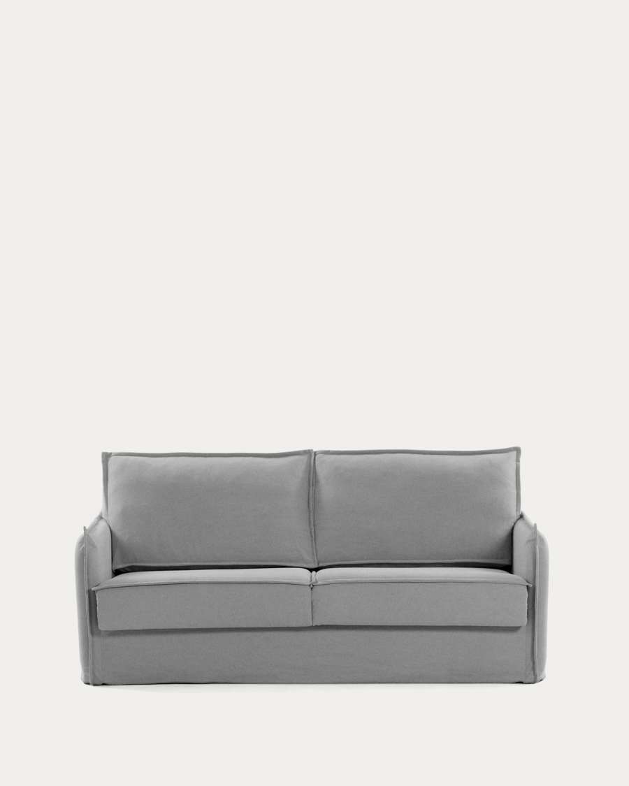 Samsa 2 seater polyurethane sofa bed in grey, 160cm