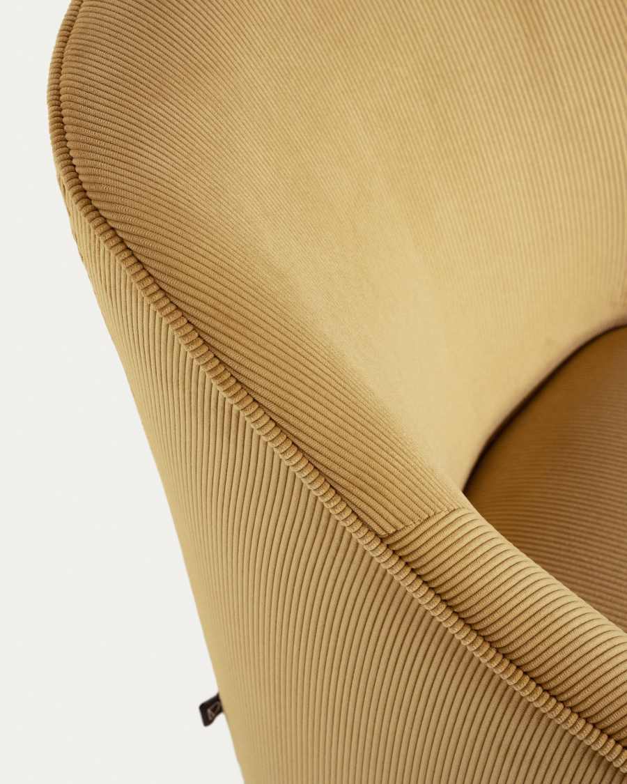 Sessel Bobly Cord senffarben Beine mit Wenge-Finish