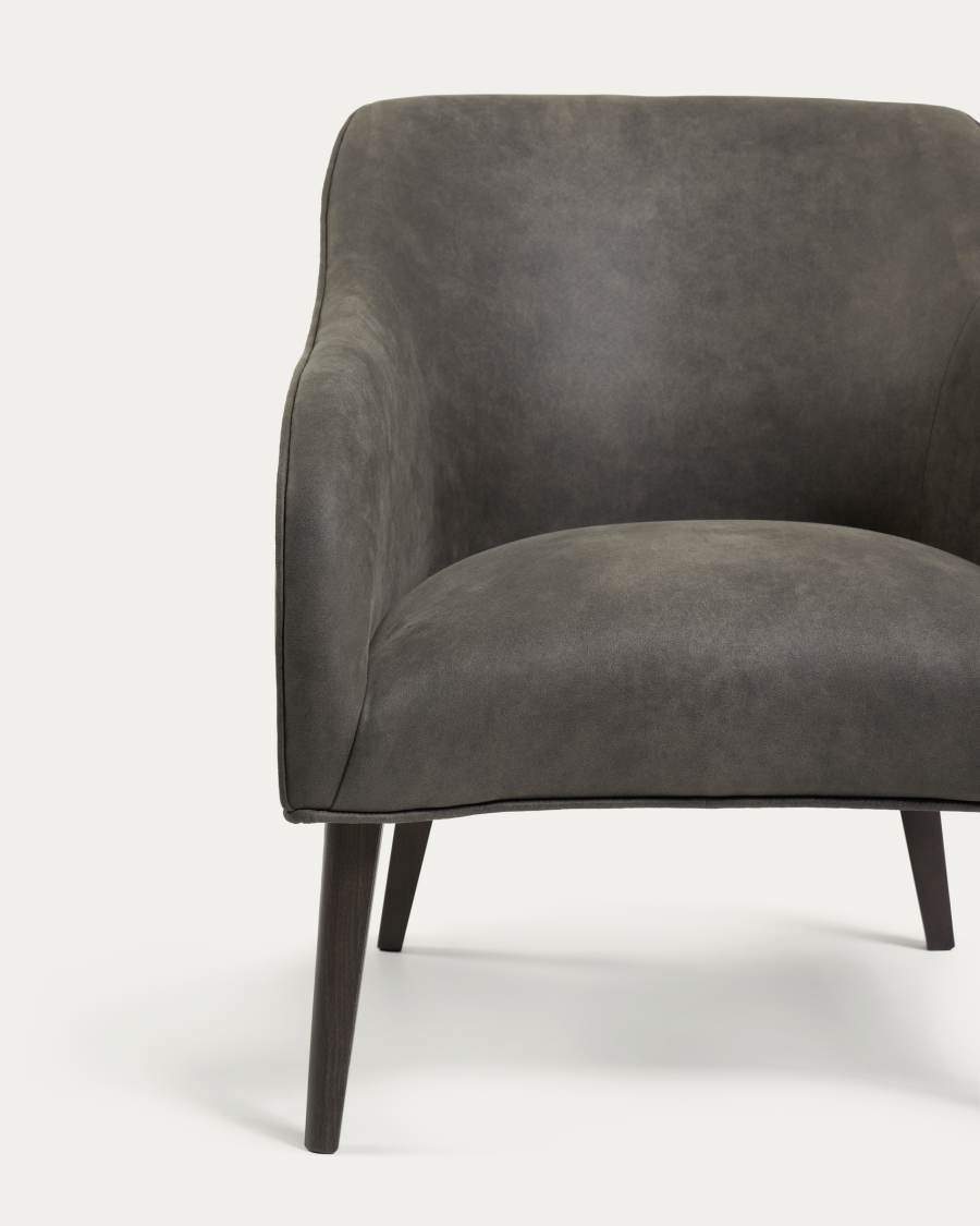 Bobly armchair in grey with wenge finish legs