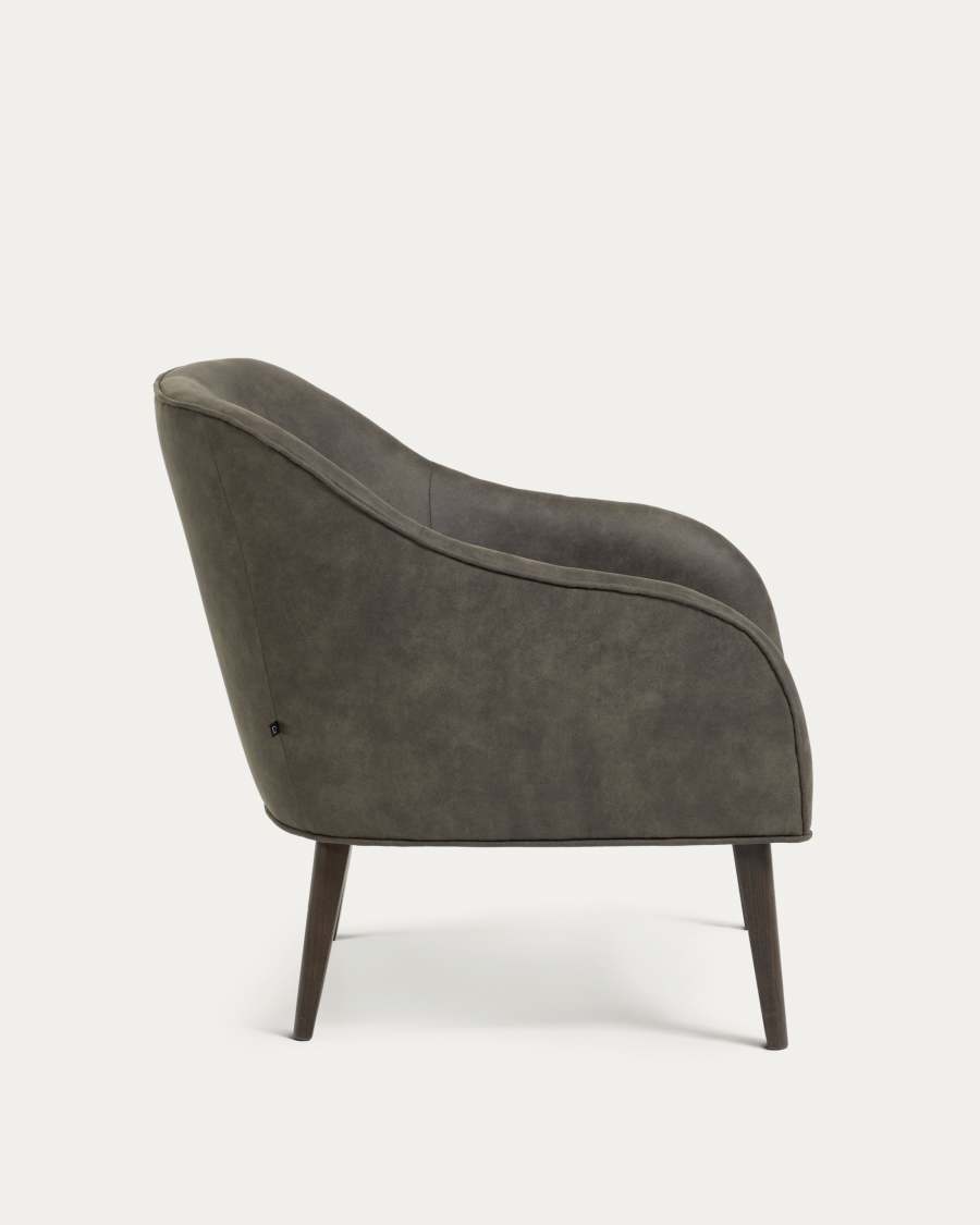 Bobly armchair in grey with wenge finish legs