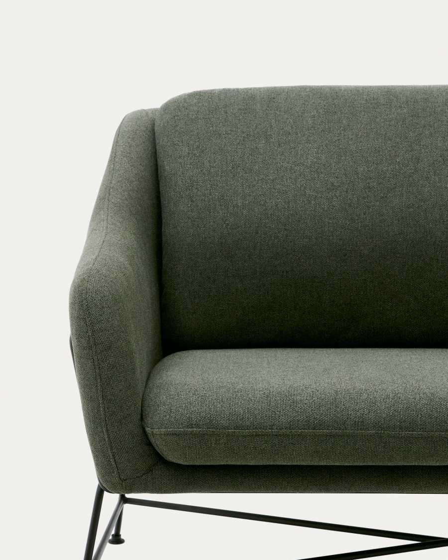 Canapé Brida 2 places vert et pieds en acier avec finition noire 128 cm
