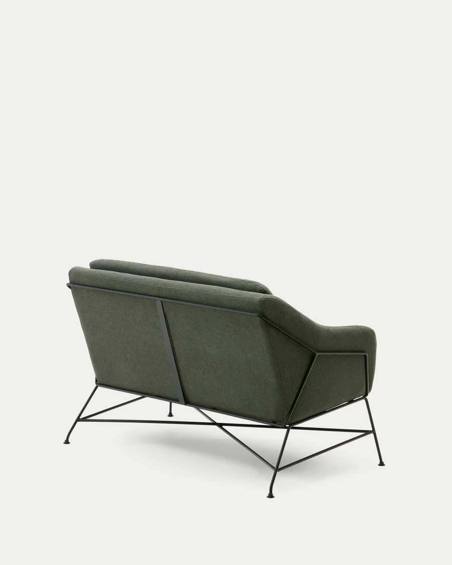 Canapé Brida 2 places vert et pieds en acier avec finition noire 128 cm