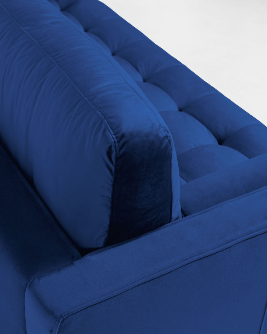 Divano Debra 2 posti velluto blu 182 cm