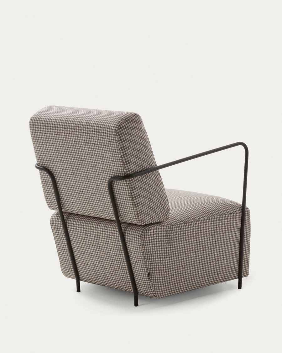 Gamer armchair in houndstooth pattern with steel in a black finish