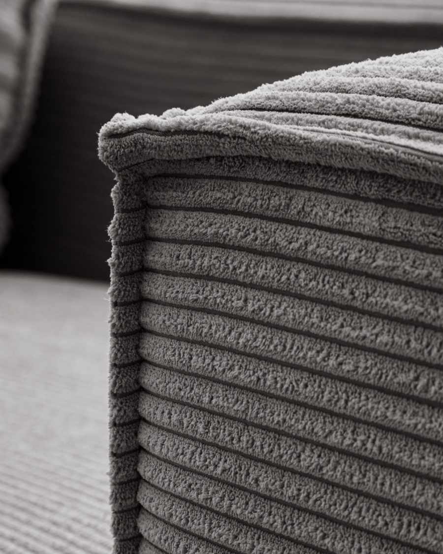 Blok 3 seater sofa in grey wide seam corduroy, 240 cm