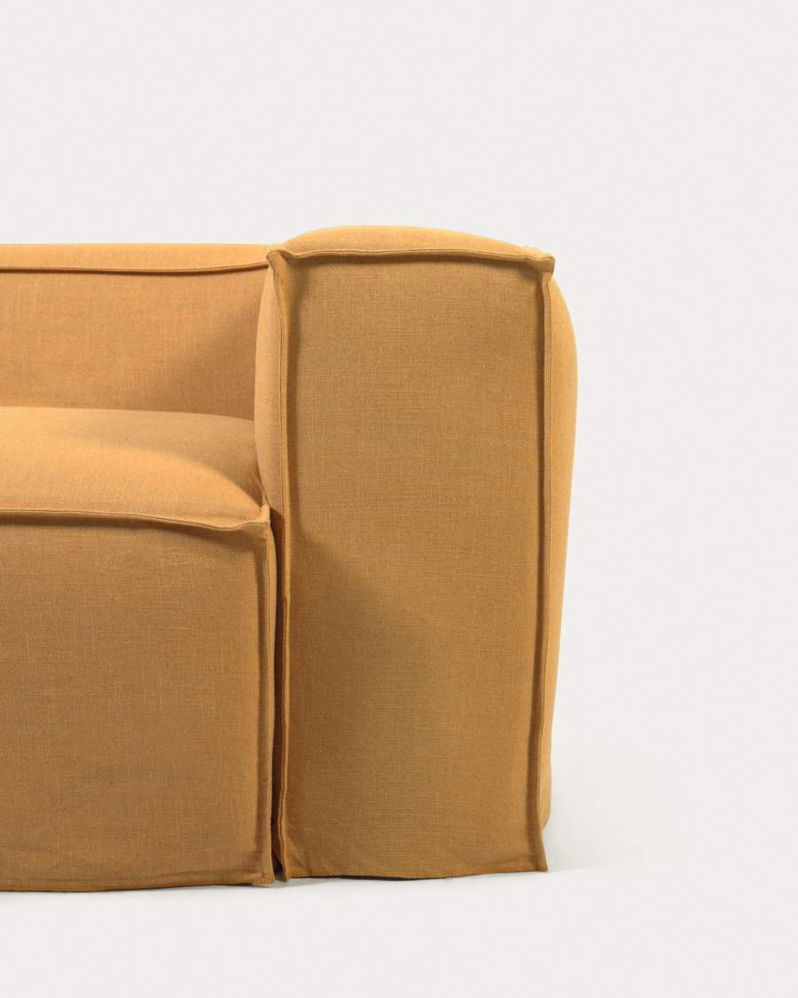 Blok 2 seater sofa with removable covers in mustard linen, 210 cm