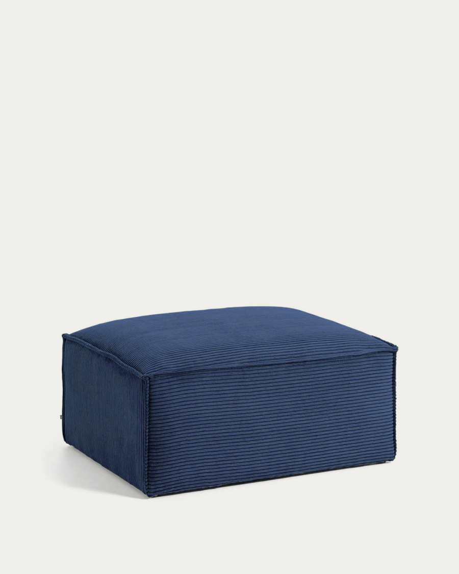 Blok fire-retardant footrest in thick blue corduroy 90 x 70cm FSC Mix Credit