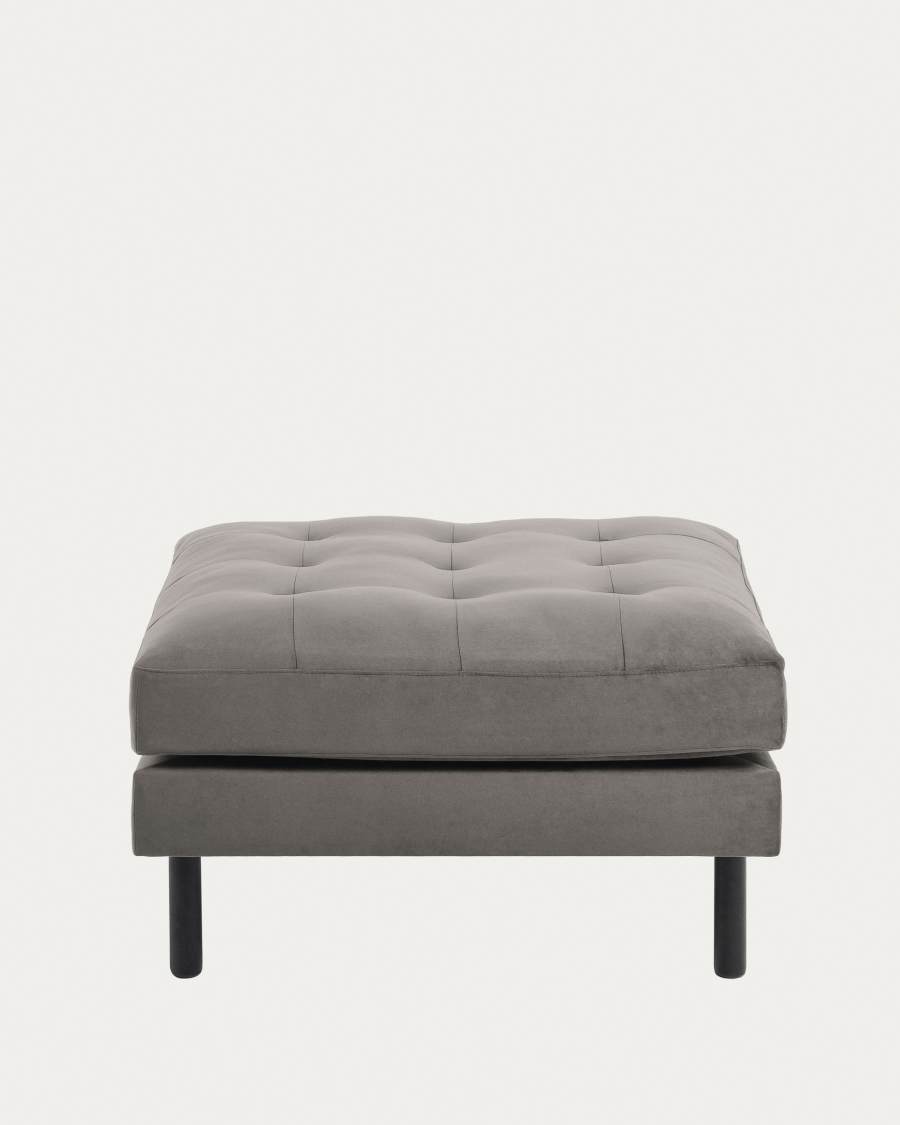 Debra footrest in grey velvet, 80 x 80 cm