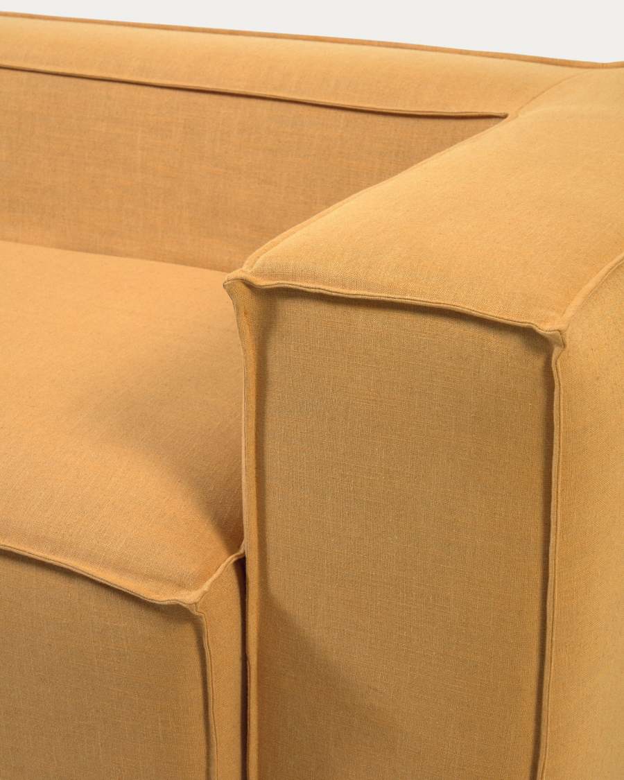 Blok 2 seater sofa cover in mustard linen