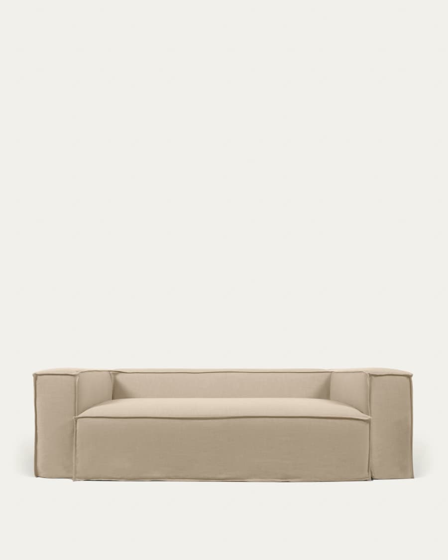 Blok 3 seater sofa in cover in beige linen