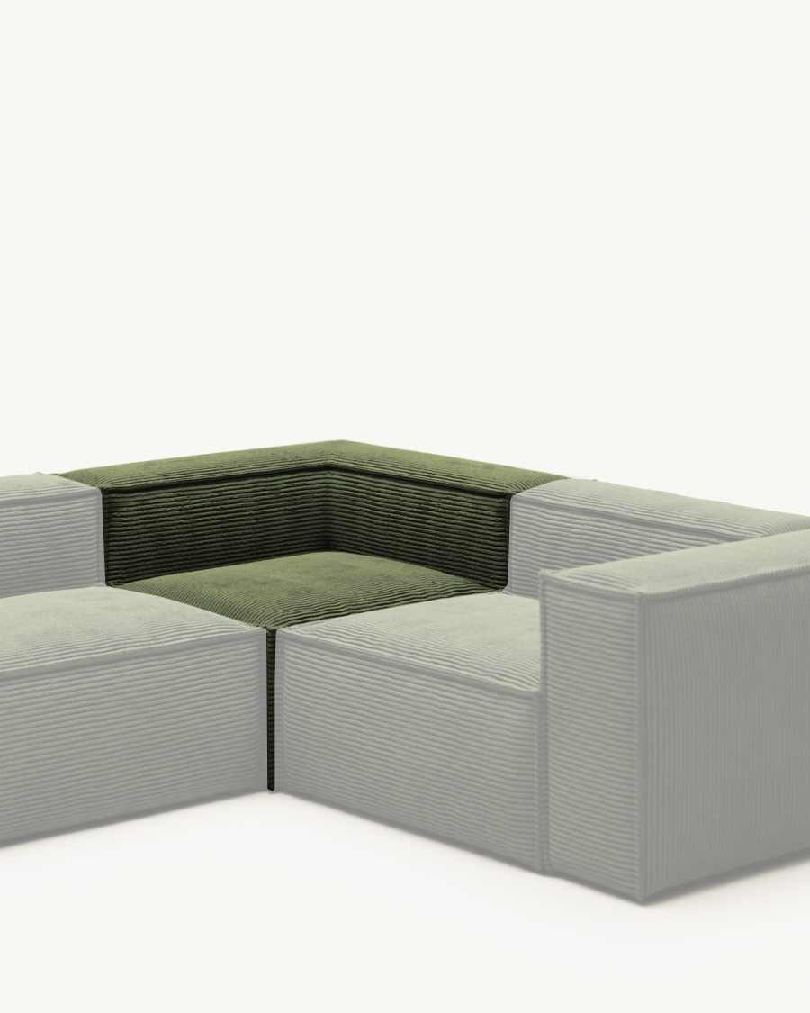 Blok corner sofa with 70 cm depth green corduroy
