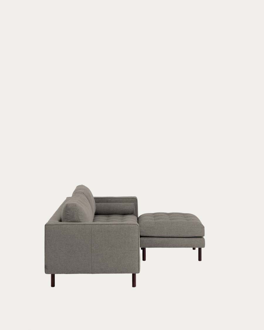 Debra 3 seater sofa with footrest in light grey, 222 cm