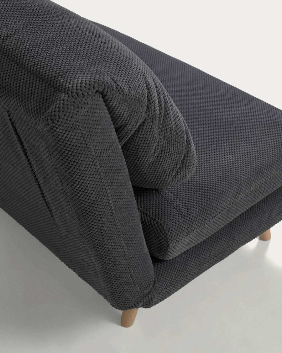 Keren 2 seater sofa bed in dark grey corduroy effect, 106 cm