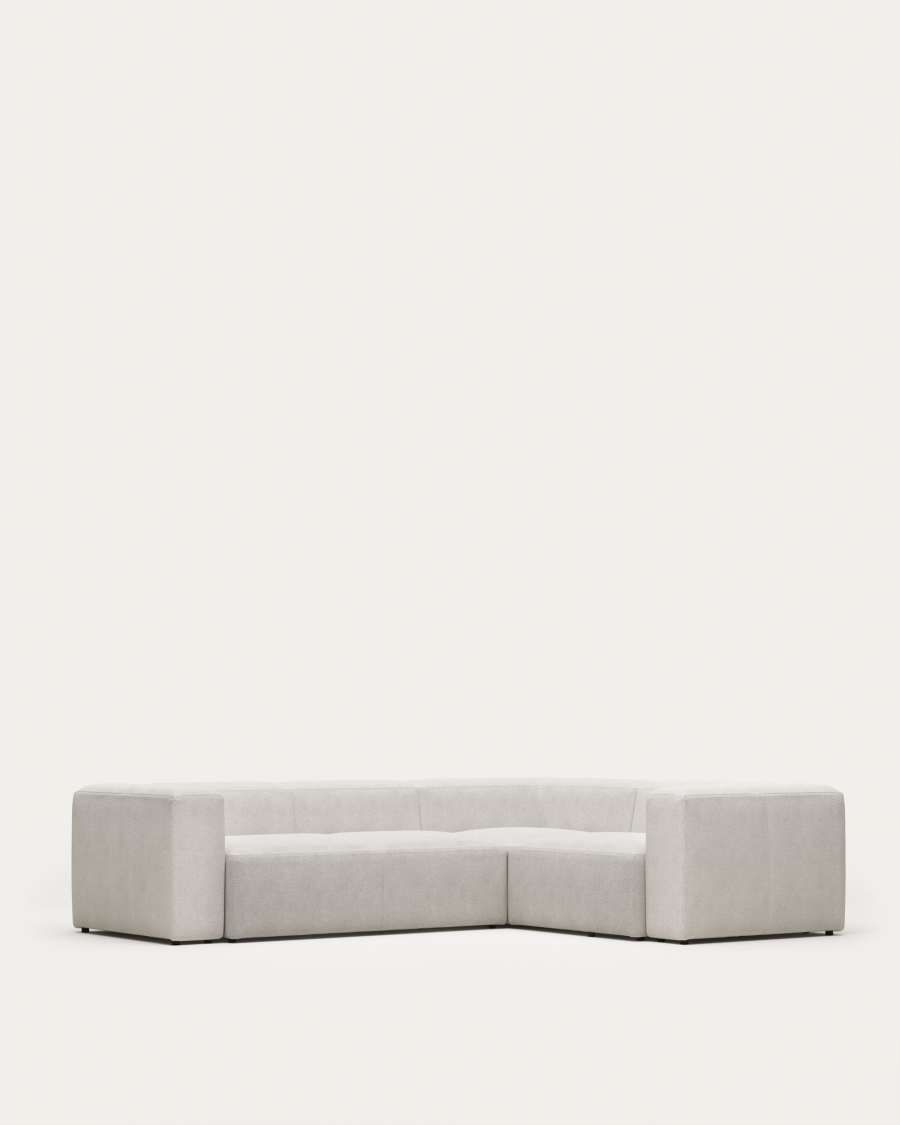 Blok 3-Sitzer-Ecksofa in Bouclé weiß 290 x 230 cm / 230 x 290 cm FR