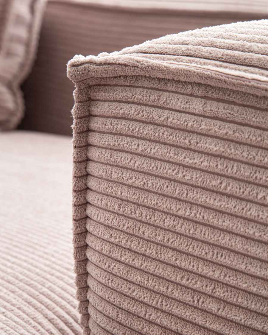 Blok 3 seater sofa with right side chaise longue in pink wide seam corduroy, 300 cm