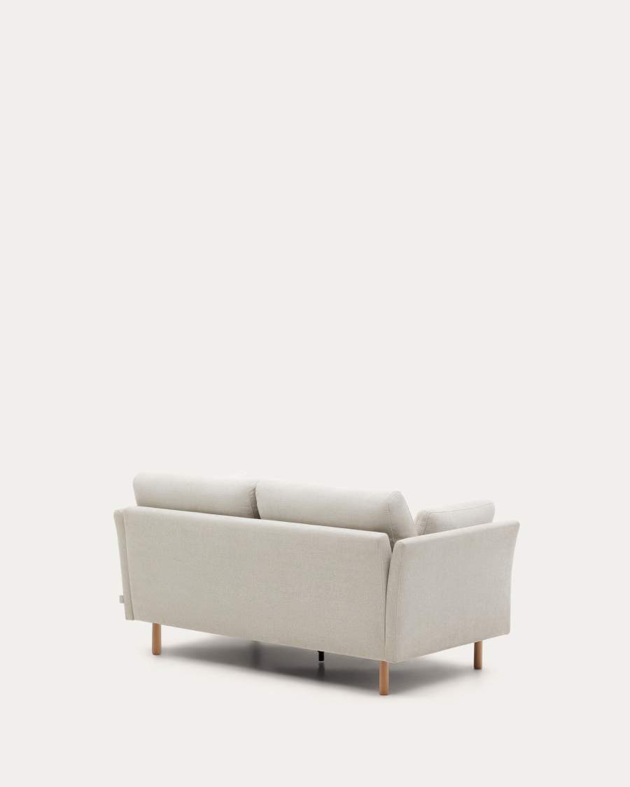 Gilma 2 seater sofa in chenille pearl with natural wood finish legs, 170 cm