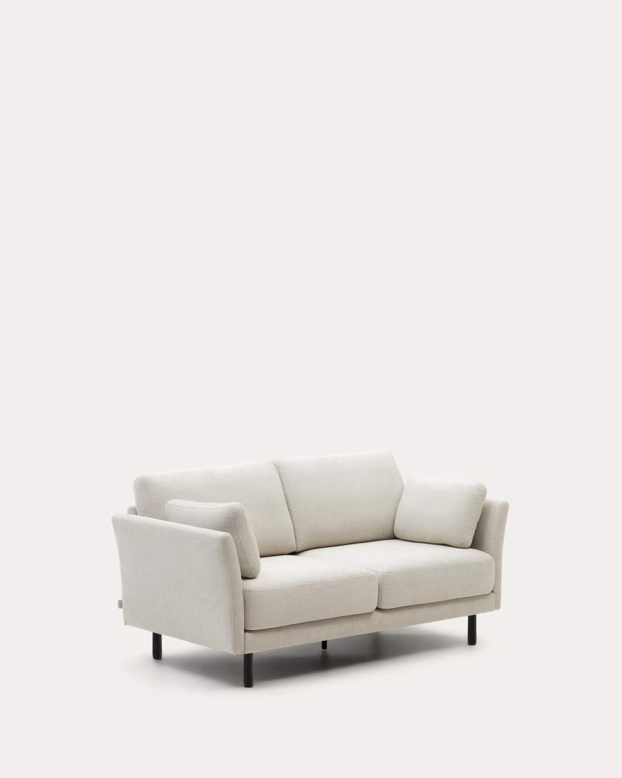 Gilma 2 seater sofa in chenille pearl with painted black finish legs, 170 cm