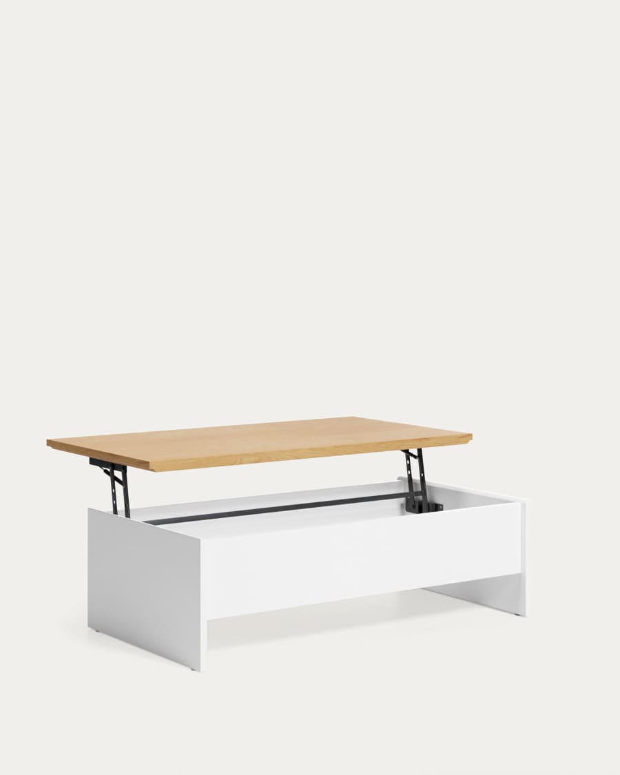 Abilen oak wood with white lacquer lift-up coffee table 110 x 60 cm FSC 100%
