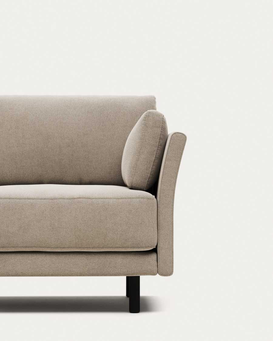 Gilma fire-retardant 2-seater sofa in beige chenille with black-finish legs 170cm