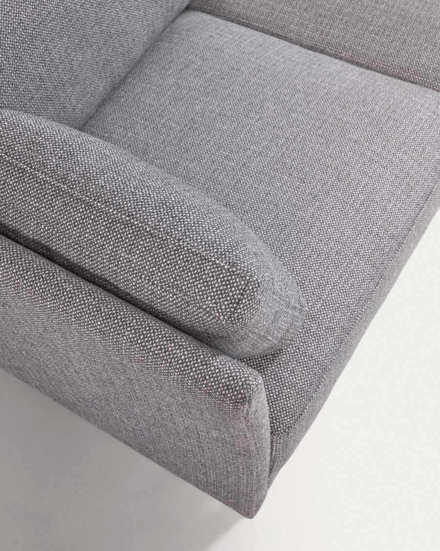 Gilma 3 seater with right/left-hand chaise longue, light grey, natural wood legs, 260 cm