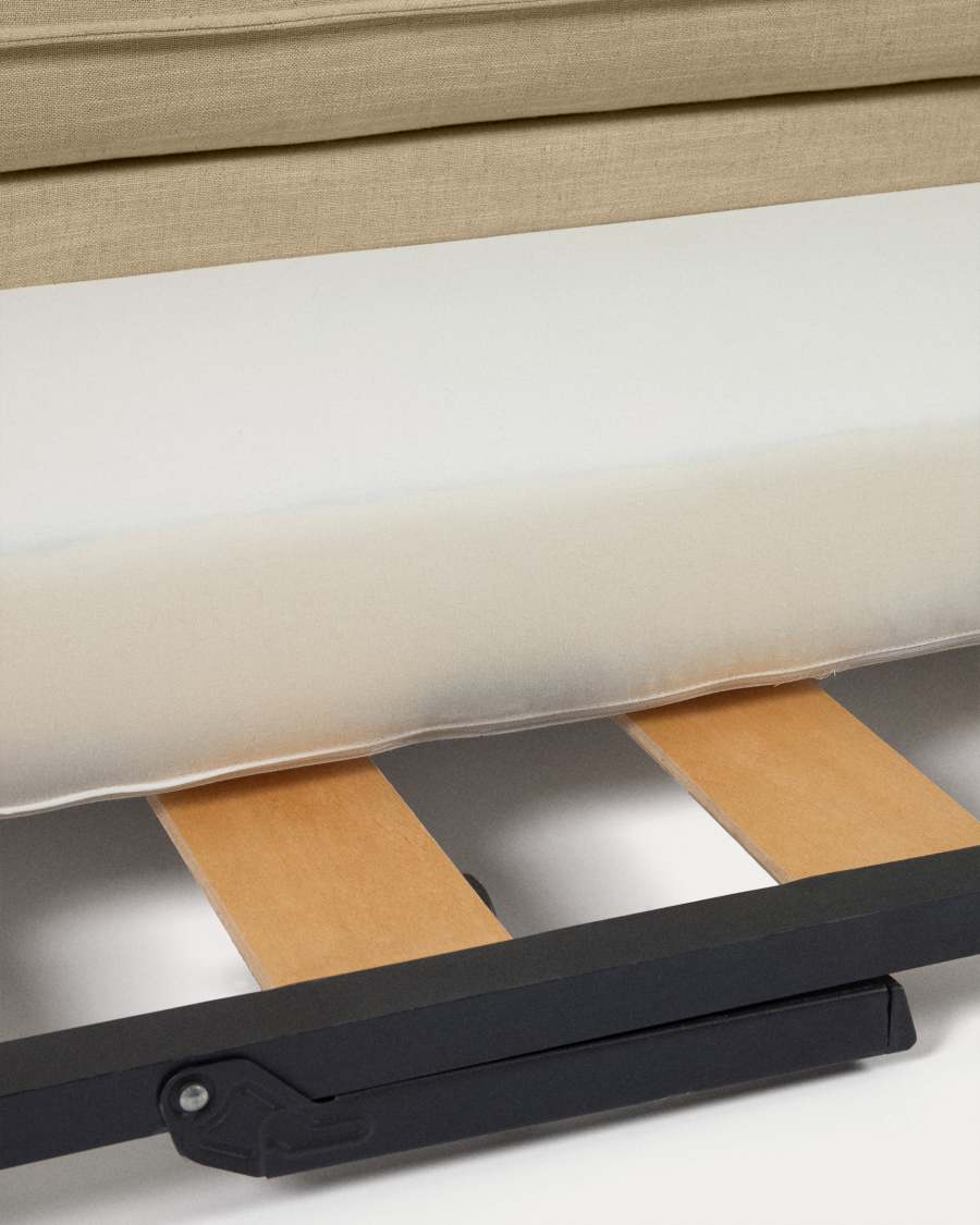 Tanit sofa bed in beige with natural finish solid beech wood legs, 210 cm FSC Mix Credit