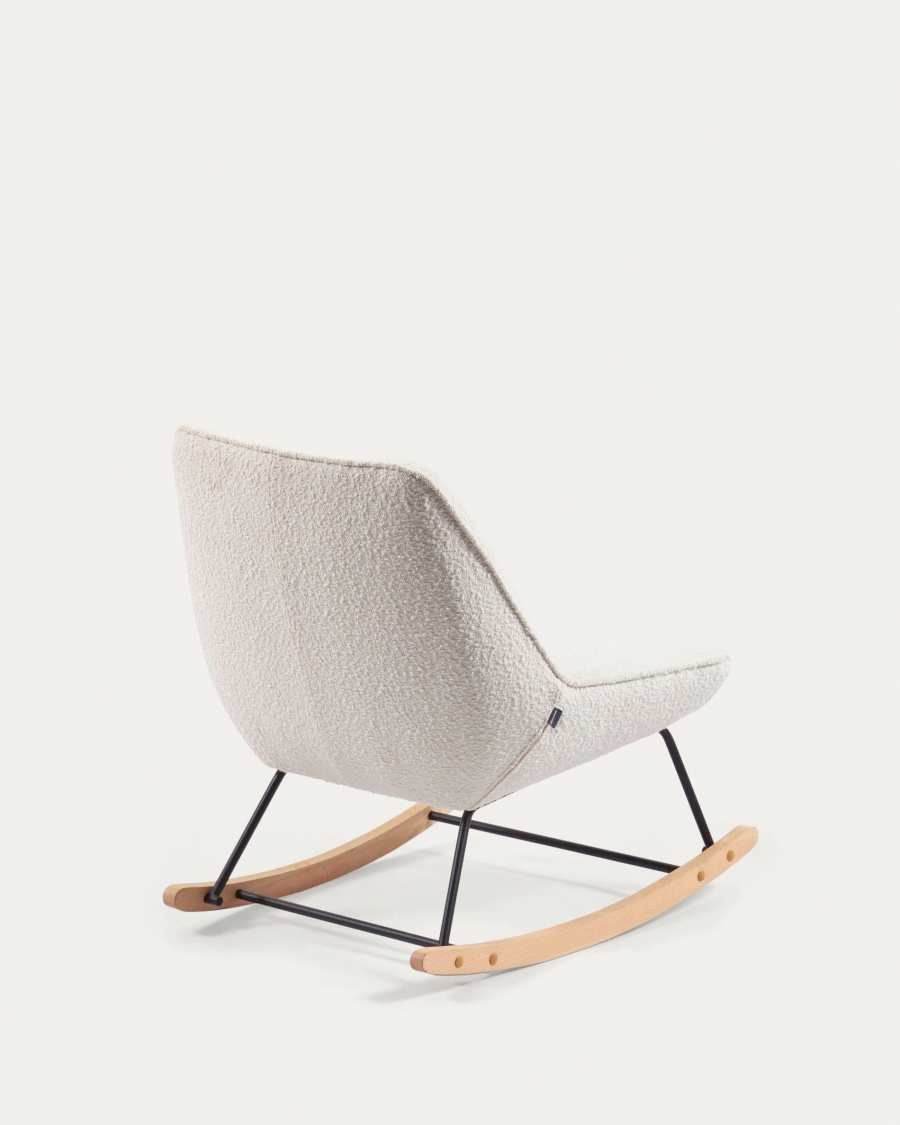 Sedia a dondolo Marlina in tessuto Shearling bianca