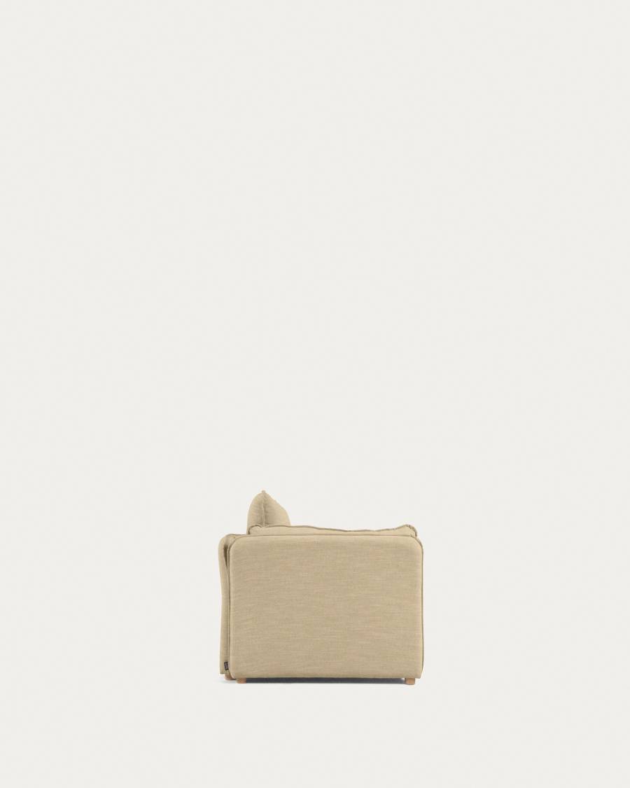 Tanit sofa bed in beige with natural finish solid beech wood legs, 210 cm FSC Mix Credit