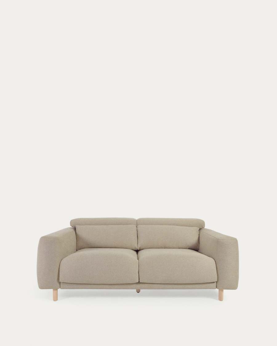 Singa 3 seater sofa with reclining headrest and extendable seat in beige 215 cm FSC Mix Credit