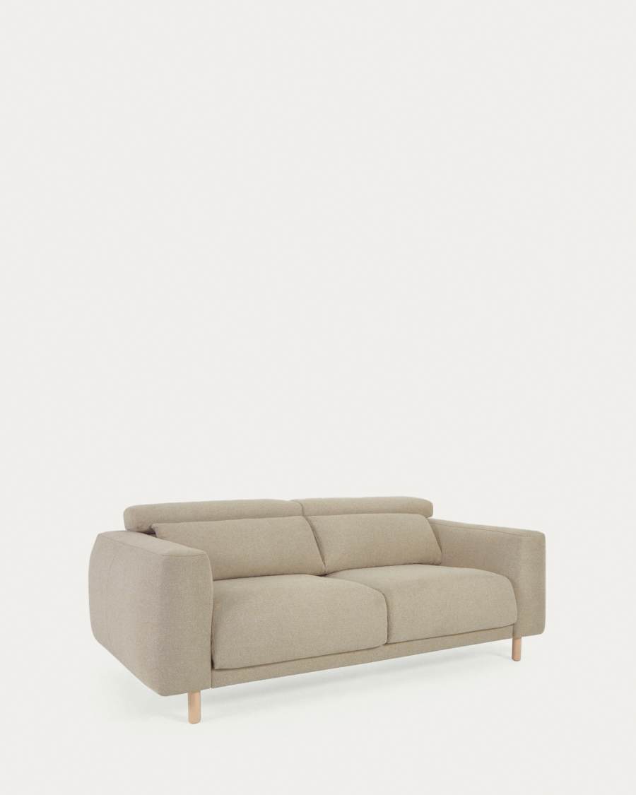 Singa 3 seater sofa with reclining headrest and extendable seat in beige 215 cm FSC Mix Credit