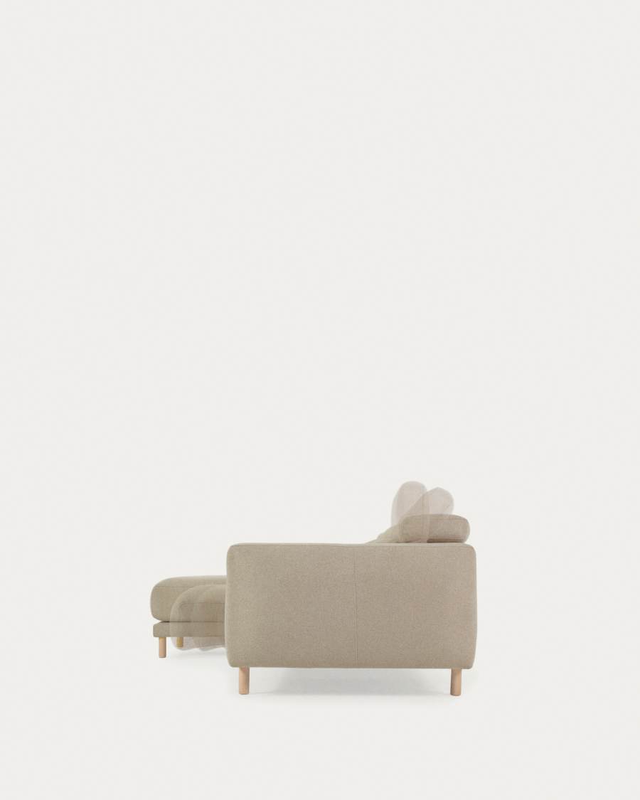 Sofá Singa 3 lugares com chaise longue esquerda, apoio de cabeça reclinável e assento extensível bege 296 cm FSC Mix Credit