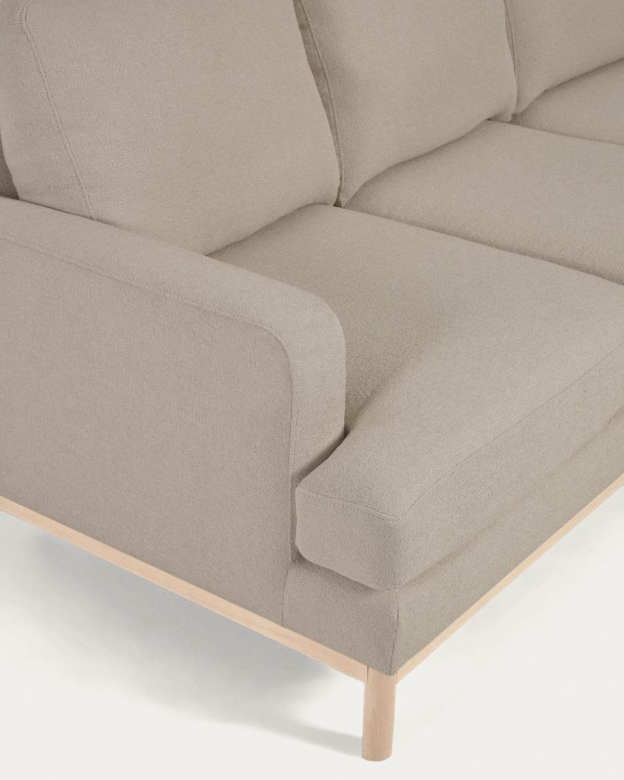 Sofa Mihaela für 3 Sitzer mit Chaise Longue rechts mit Mikro-Bouclé-Bezug in Grau 264 cm FSC Mix Credit