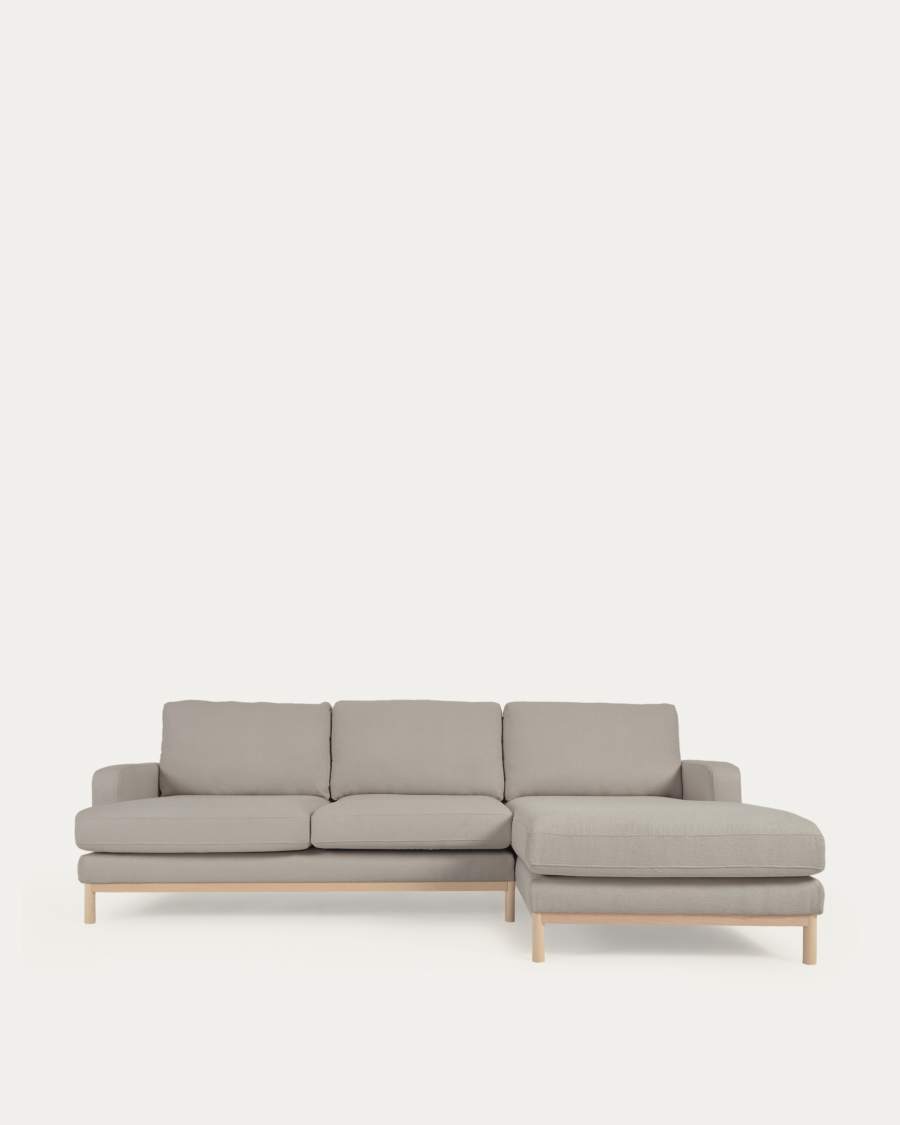 Sofa Mihaela für 3 Sitzer mit Chaise Longue rechts mit Mikro-Bouclé-Bezug in Grau 264 cm FSC Mix Credit