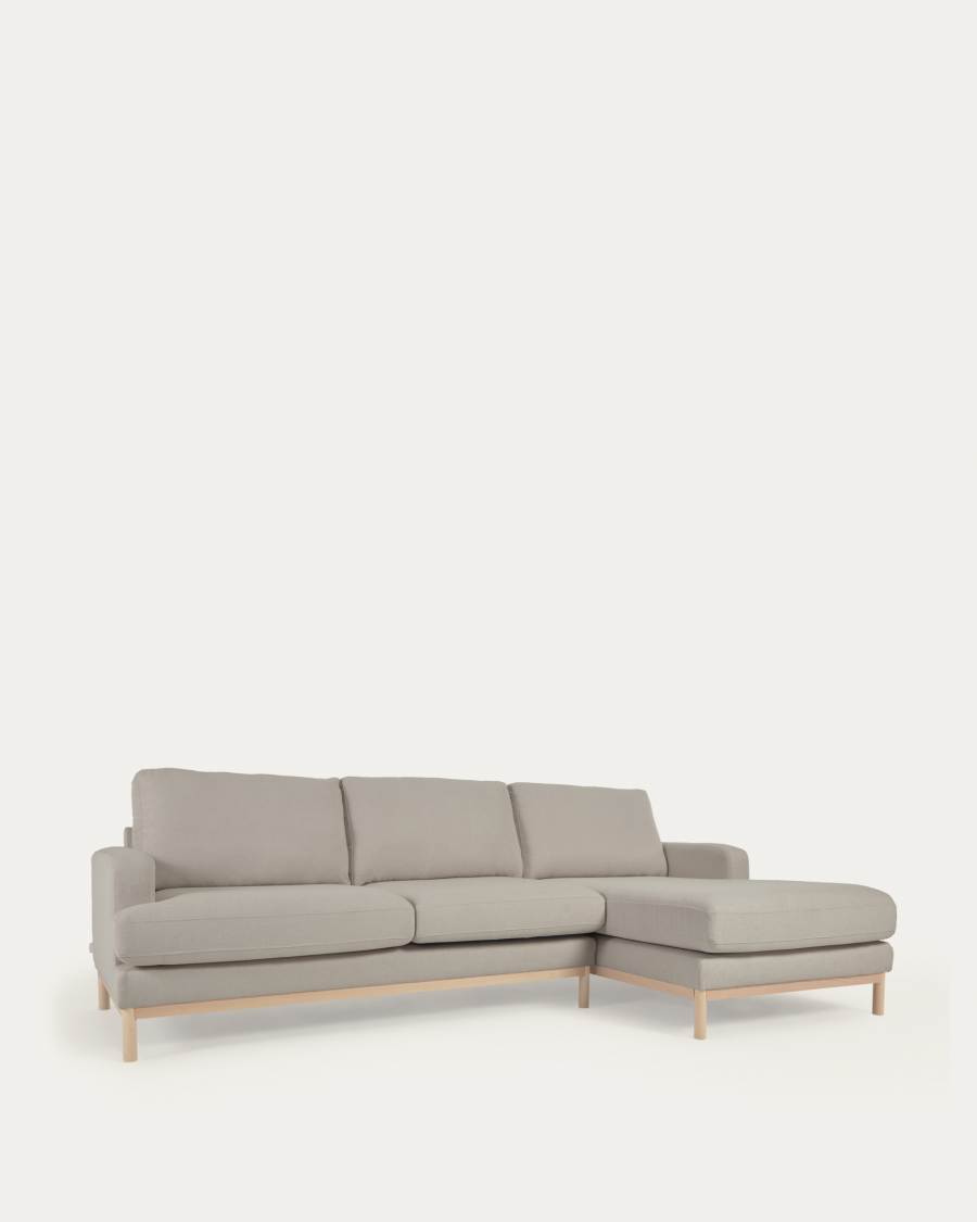Sofa Mihaela für 3 Sitzer mit Chaise Longue rechts mit Mikro-Bouclé-Bezug in Grau 264 cm FSC Mix Credit