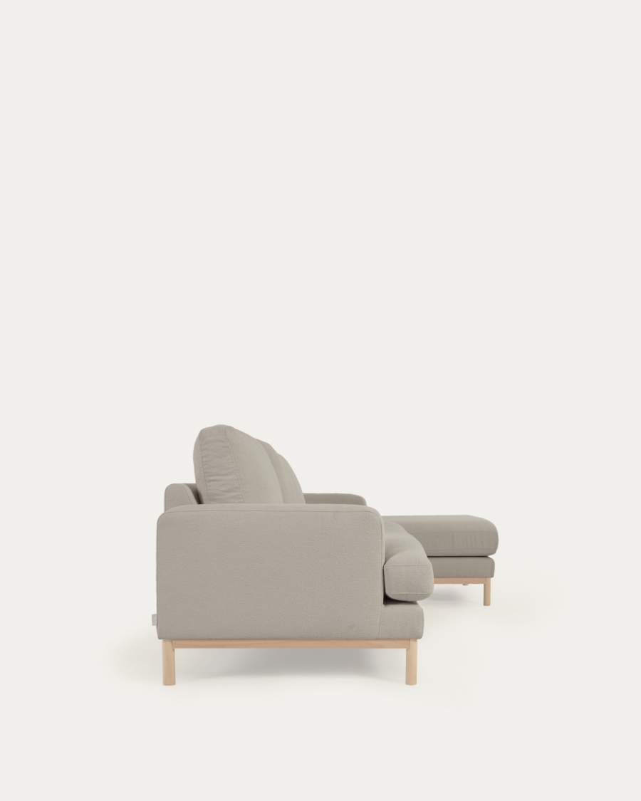 Sofa Mihaela für 3 Sitzer mit Chaise Longue rechts mit Mikro-Bouclé-Bezug in Grau 264 cm FSC Mix Credit