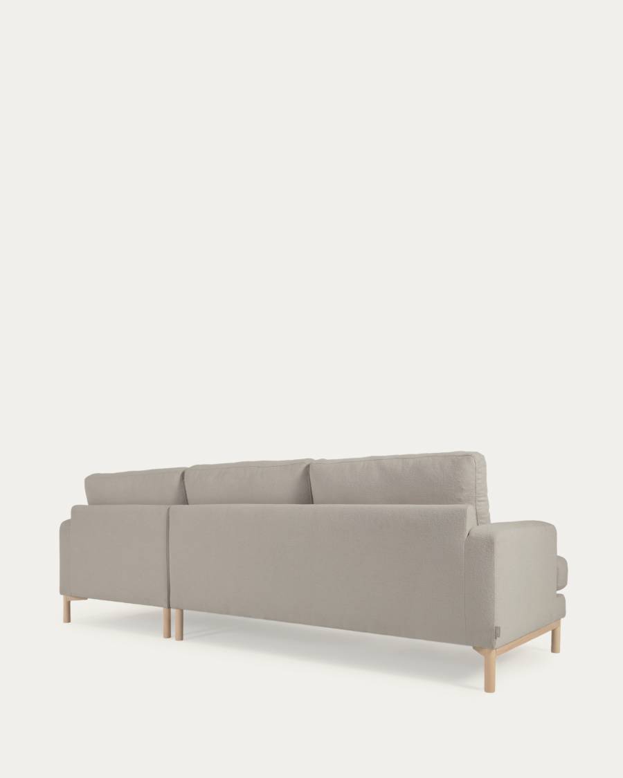 Sofa Mihaela für 3 Sitzer mit Chaise Longue rechts mit Mikro-Bouclé-Bezug in Grau 264 cm FSC Mix Credit