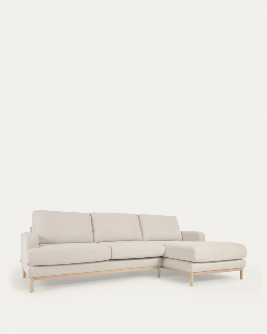 Mihaela 3 seater sofa with right-hand chaise longue in white micro bouclé, 264 cm FSC Mix Credit