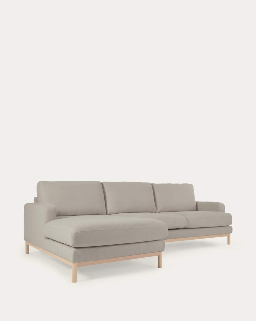 Mihaela 3 seater sofa with left-hand chaise longue in grey micro bouclé, 264 cm FSC Mix Credit