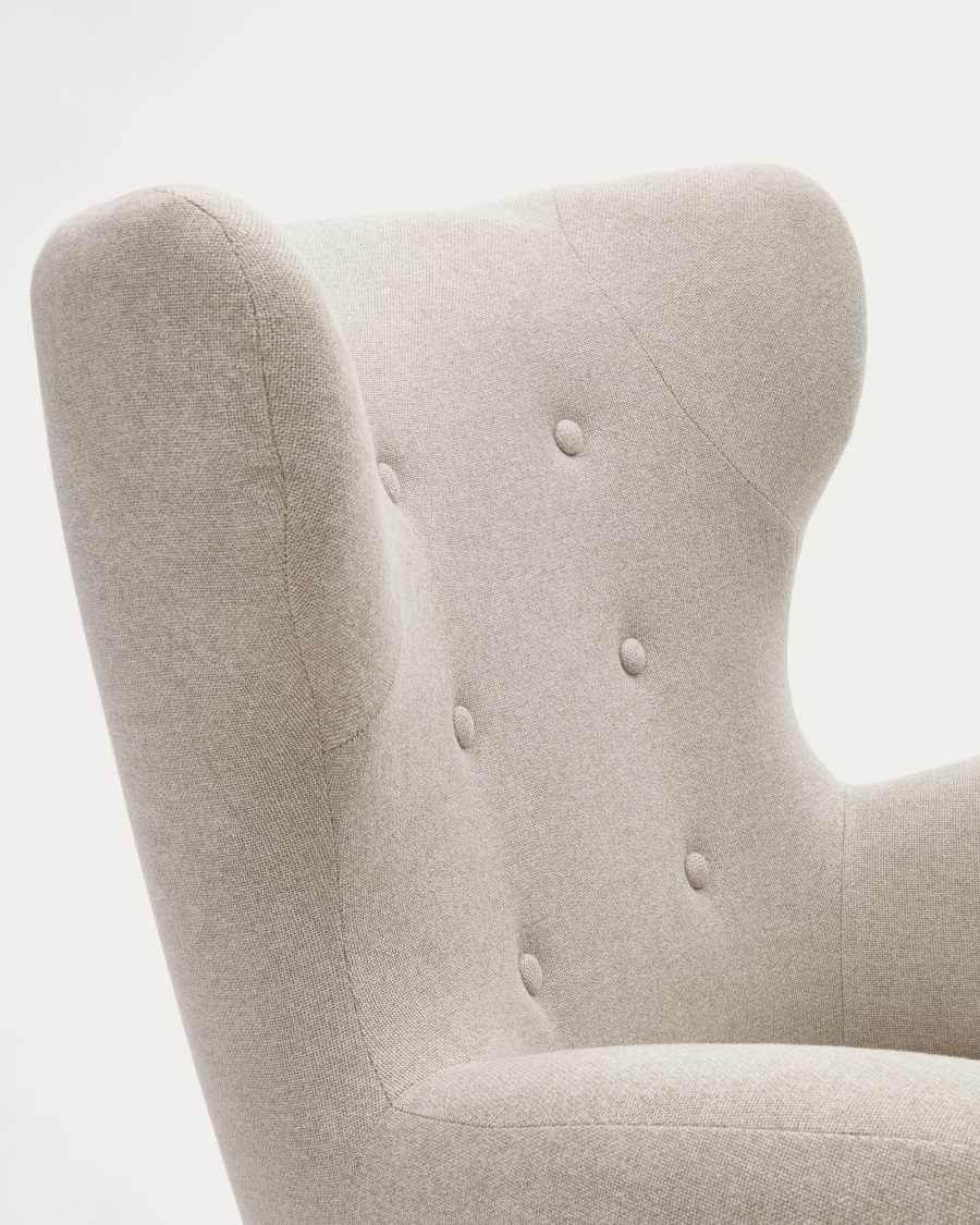 Patio beige armchair with solid beech wood legs FSC Mix Credit