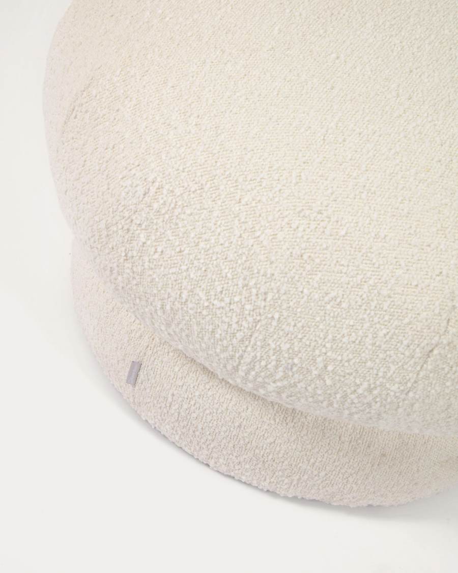 Pouf rotondo Sarisha in shearling bianco Ø 50 cm
