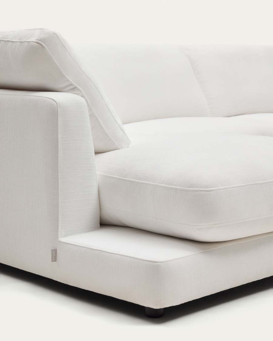 Gala 3-seater sofa with double chaise longue in white chenille FSC Mix Credit 210cm
