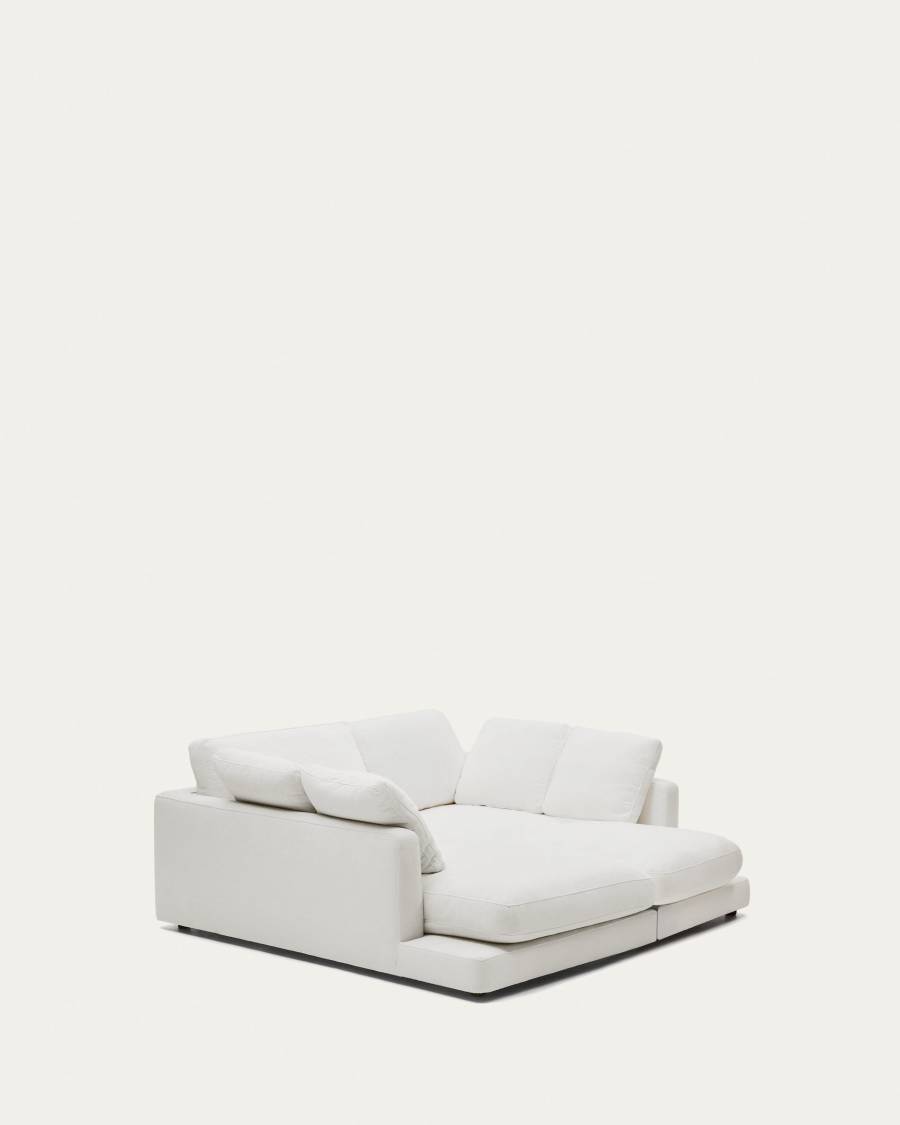 Gala 3-seater sofa with double chaise longue in white chenille FSC Mix Credit 210cm