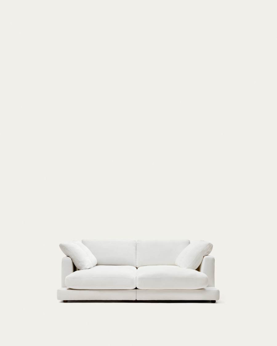 Gala 3-seater sofa with double chaise longue in white chenille FSC Mix Credit 210cm