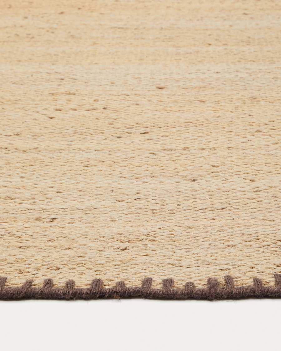 Sorina natural jute rug with brown border 160 x 230 cm