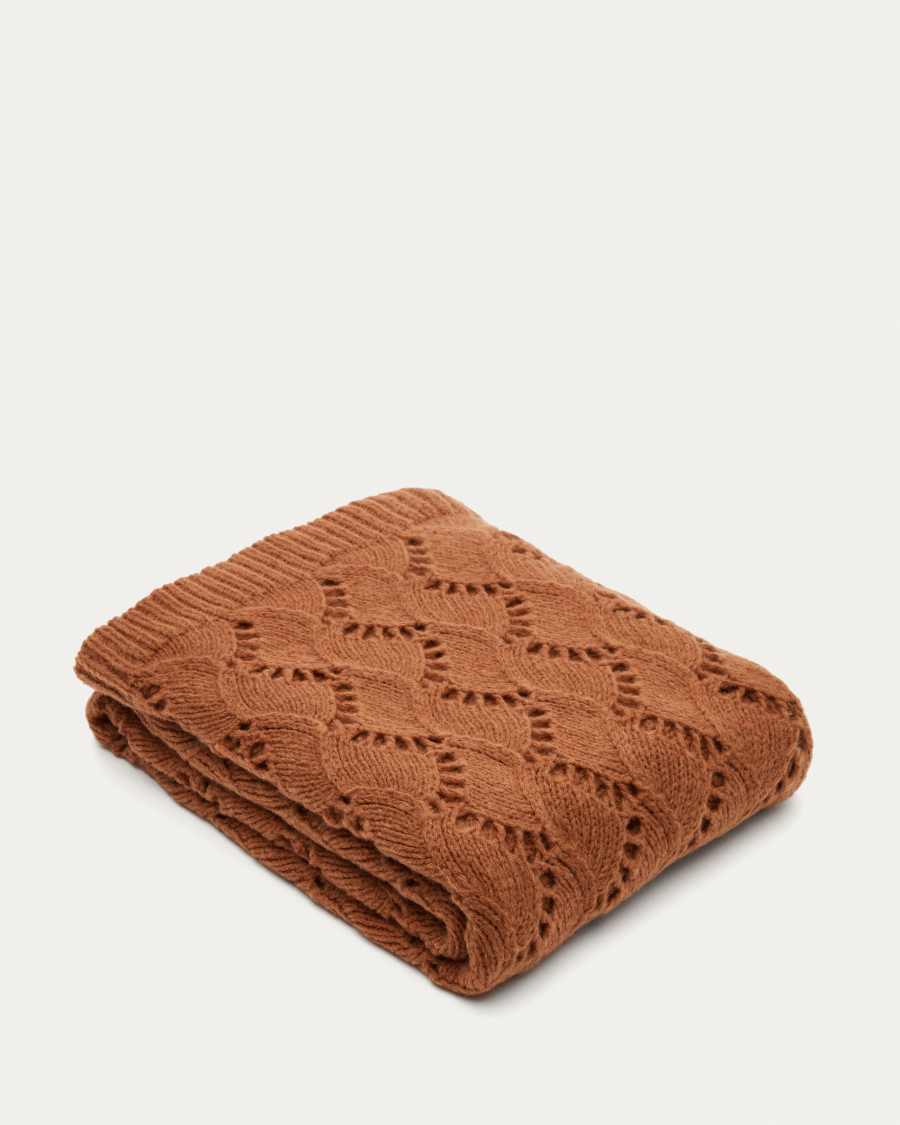 Couverture  Mesias tricotée orange 130 x 170 cm