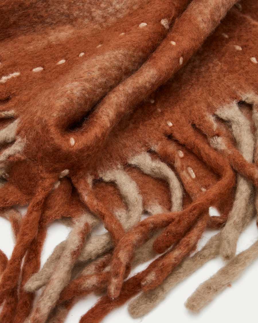 Mayela Decke mit Fransen gestreift in Rot mit weißem Stielstich 130 x 170 cm