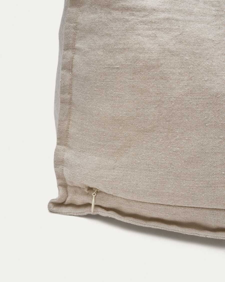 Forallac pouffe, 100% linen in beige, 50 x 50 cm