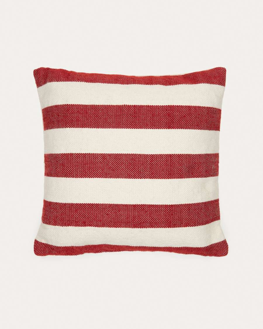 Nans 100% PET cushion cover with white and red stripes, 45 x 45 cm