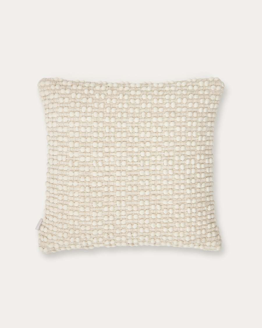 Mascarell cushion cover in white cotton and polypropylene, 45 x 45 cm